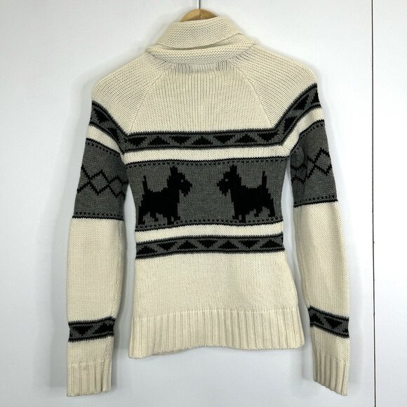 Bluenotes Cardigan Sweater Scottie Dog Shawl Collar Grandpa Dad Womens Size XS - Picture 3 of 3